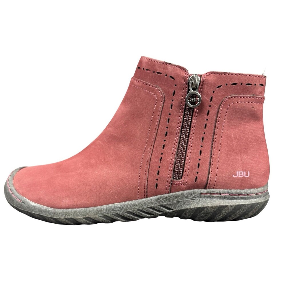 JBU Jambu Juno Size 11 Ankle Boots Red Faux Fur Memory Foam Double Zipper New
